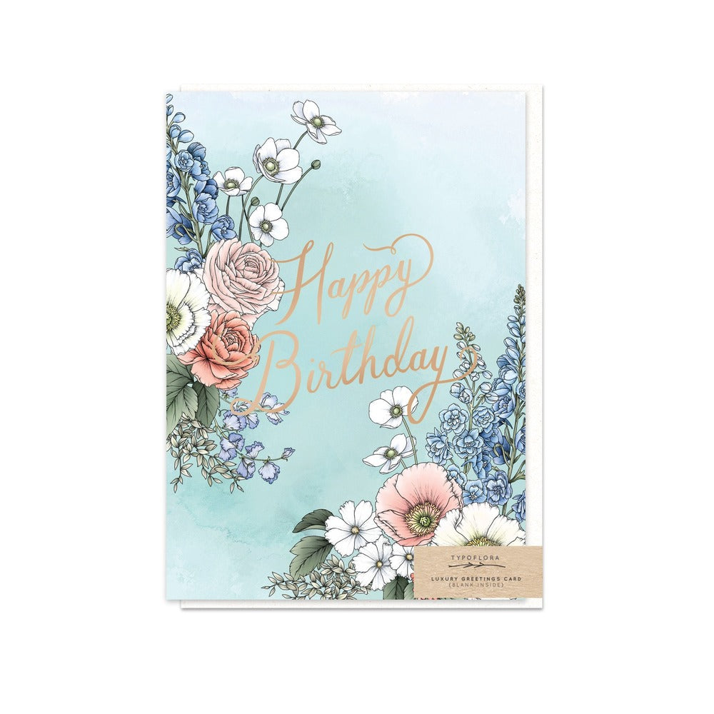 Typoflora Delphinium Birthday Card