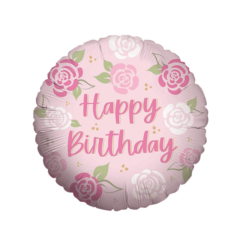 Balloon Happy Birthday Pink Roses