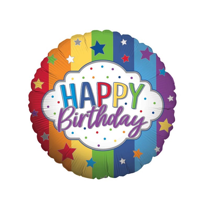 Balloon Happy Birthday Stripes and Stars
