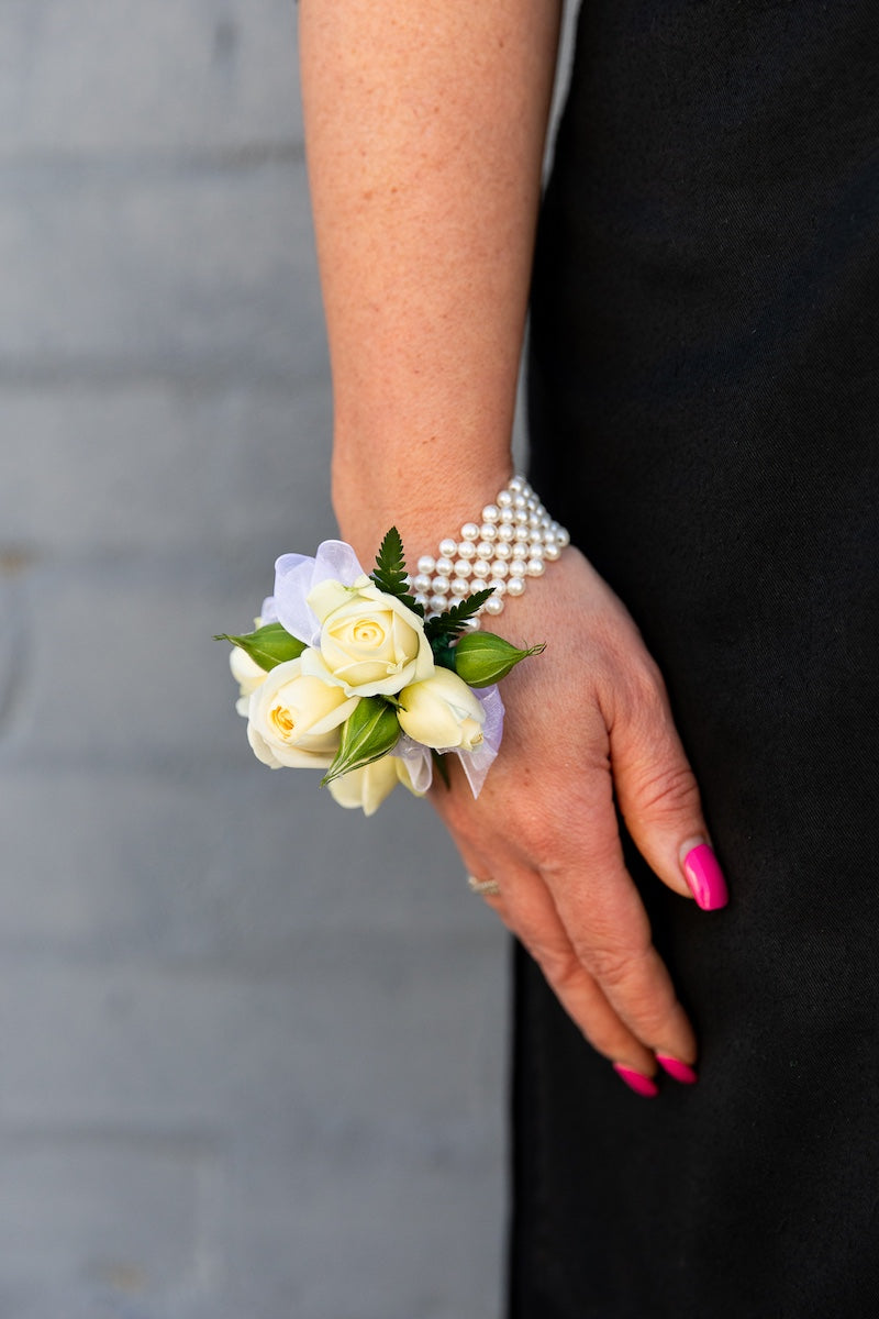 White Mini Rose Corsage