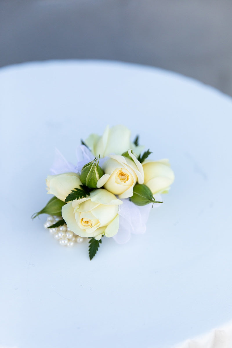 White Mini Rose Corsage